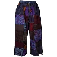 Ezhippie Pantalones bohemios florales de pierna ancha para