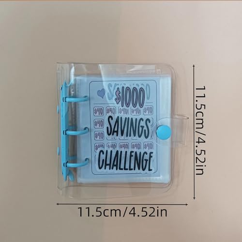 Mini 1000 Budget Binder with Cash Envelopes,Envelope Savings Challenge Binder, Money Saving Binder, Reusable Budget,Savings Challenges Book with Envelopes,Budget Planner,Money Saving Book (amz blue)