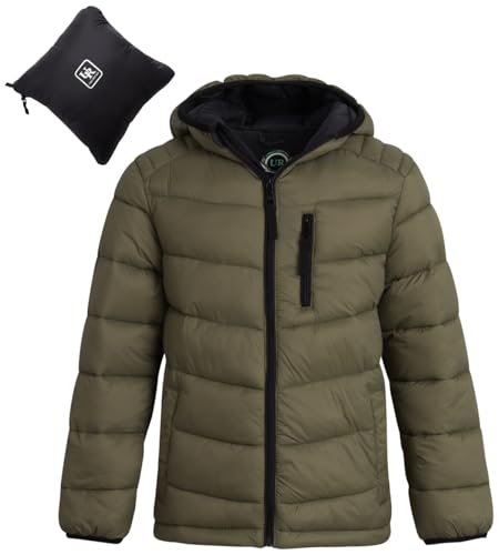 Image of URBAN REPUBLIC Boys Puffer Jacket - Packable Warm Insulated Hooded Boys Winter Coat with Pockets (Sizes 4-20)