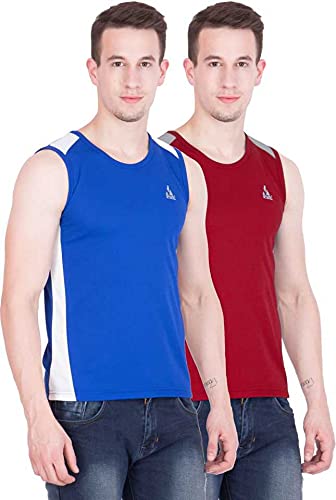 Round Neck Sleeveless Polyester Gym Vests for Men Combo of 2-image-1