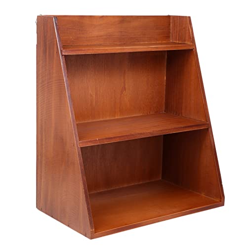 IMIKEYA Vintage Shelves Tabletop Wooden Display Riser Rack: 3 Layers Wood Storage Shelf Sundries Organizer for Figurines Books Succulent Pot Dessert Mini Potted Plant Vintage Bookshelf