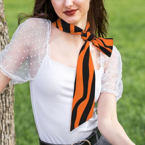 Tiger Stripes Orange Pattern Pattern Women's Fashion Scarf - Head Hair Accessories Versatile Scarf for Women Valentine's Day and Mother's Day, Black, One Size4