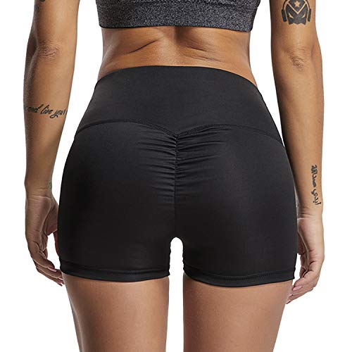 FITTOO Women's High Waisted Bottom Scrunch Butt Pants Ruched Yoga Shorts Push up