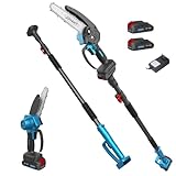 Jovant 6 Inch Electric Pole Saws for Tree Trimming, 2-in-1 Cordless Mini Chainsaw, Pole Saw Battery Powered with Dual Batteries Lightweight for Women Garden Yard Wood Cutting
