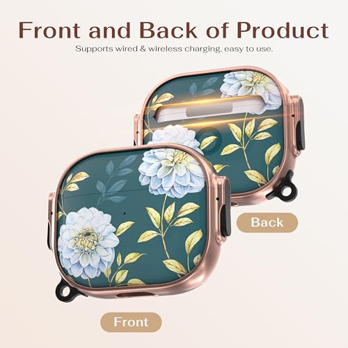 Image of Maxjoy for AirPods 3 Case with Lock, Flower AirPod 3 Case Lock Protective Hard AirPod 3rd Generation Cover for Women Men with Keychain for AirPods 3rd Generation Cover 2021,Green