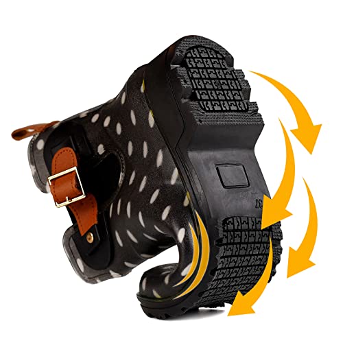 Geweo Gummistiefel Damen Halbhoch Chelsea Herren Wasserdicht Regenstiefel Frauen Atmungsaktiv Stiefel Gummi Kurzschaft Flach Dicke Sohle Arbeitsstiefel Dalmatians Gr. 38