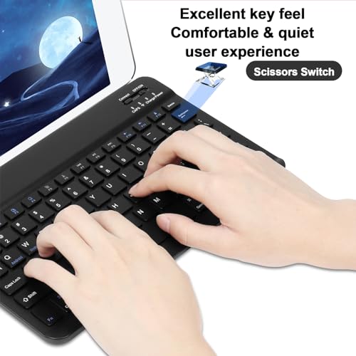 Image of Thanice Bluetooth Keyboard and Mouse Combo Ultra-Slim Portable Rechargeable Compact Wireless Mouse Keyboard Set for Pad /iPad Pro /iPad mini /iPad Air Mac OS,Android Windows iOS and Above(Black)