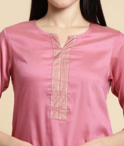 Image of rangita Pink Polyester Knee Length Solid Straight Kurti for Women | Kurta for Women