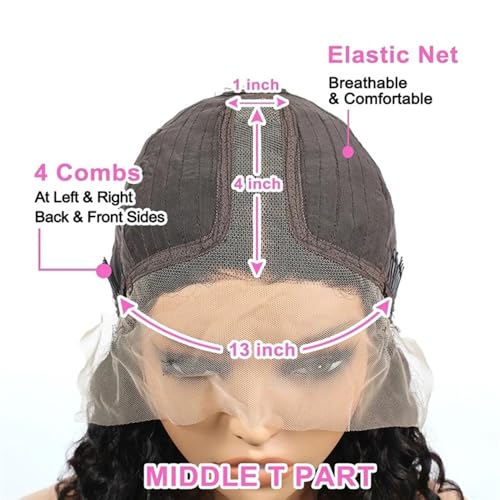 Peluca de ondas profundas de cabello humano premium con encaje transparente 3