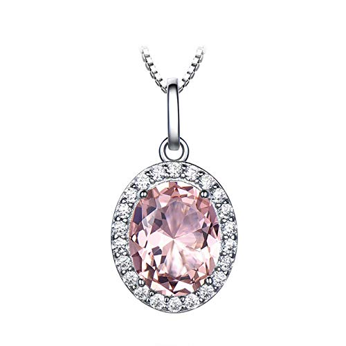 Collier morganite rose ovale femme pendentif chaîne argent sterling précieux