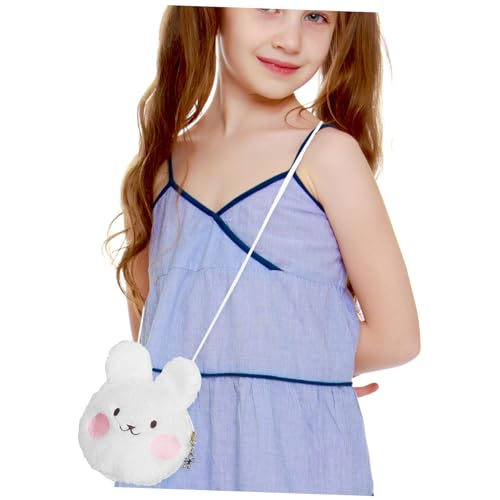 FRCOLOR Cute Cartoon Plush Crossbody Bag for Girls Adorable Bunny Purse Soft Fluffy Kids Wallet for Little Girls Fashionable Animal Coin Purse for Daily Use and Playtime4