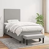 ARKEM Boxspringbett mit Matratze, Stoff, Hellgrau, 80 x 200 cm, Bettgestell, Möbel, Schlafzimmer, Innenraum, Bett mit Matratze - 3136389