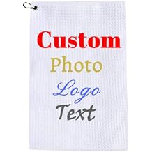 Customized Golf Towels,Personalized Custom 16"x24" Towel Waffle Pattern Carabiner Clip,Photo/Picture/Text/Name/Logo Printed & 2 Sides Customizable,Durable Quality Absorbent Quick Dry,Bulk 1,50 Pcs