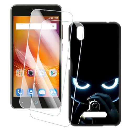 OAGELIM 2er Pack Bildschirm Schutzfolie + Hülle Kompatibel mit ZTE Blade X3 A452 (5 Zoll) Künstlerisch Bedruckte Hülle & Gehärtetes Glas Kratzfest (Ziel)