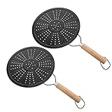 Cabilock 2pcs Heat Diffuser Reducer Flame Guard Simmer Plate with Wooden Handle Heat Tamer Hot...