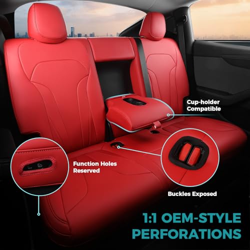 Image of Custom for Tesla Model Y Juniper Seat Covers 2025-2026 Red