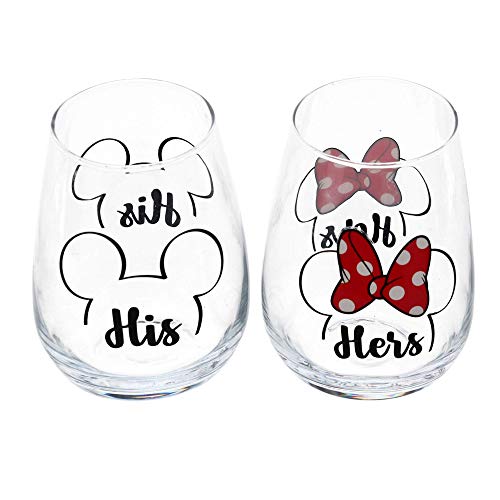 DisneyHis andHers Mickey & Minnie Outline Stemless Glass Set of 2