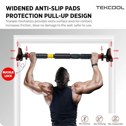 Image of TEKCOOL Pull Up Bars for Home Workout -Chin Up Bar Gym Accessories for Men Door Way Adjustable Hanging Rod Without Screw, Anti-Skid Grip, Strength Training Exercise Bar- Pullup Bar'