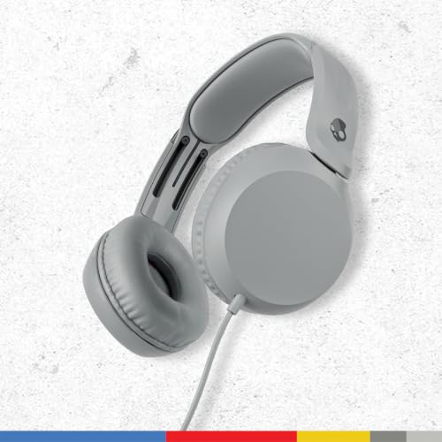 Image of Skullcandy Icon 180 Wired Headphones, Built-in 85dB Volume Limiter, Comfortable On-Ear Fit, Adjustable Headband, Convenient for Travel with 3.5mm AUX Plug, in-Line Microphone - Cement