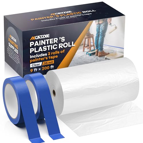 Plastic Drop Cloths with Painter's Tape (2 Rolls)