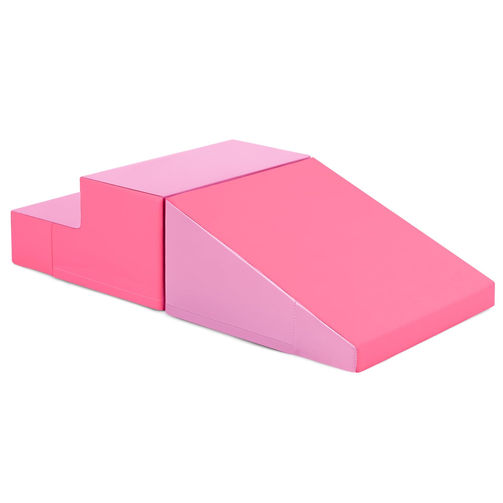 COSTWAY Toddler Climb and Crawl Foam Play Set, Children's Stairs and Ramp Software Activity Toys, Baby Soft Play Equipment for Climbing, Sliding, Crawling (Pink+Rose) — image 1