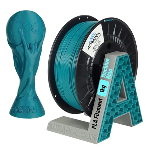 AURAPOL Filament 1.75 PLA mit +/- 0,02 mm Genauigkeit (1kg, Machineblau) - Biologisch abbaubares 3D Drucker Filament aus PLA - Druckmaterialien kompatibel mit den meisten Druckern