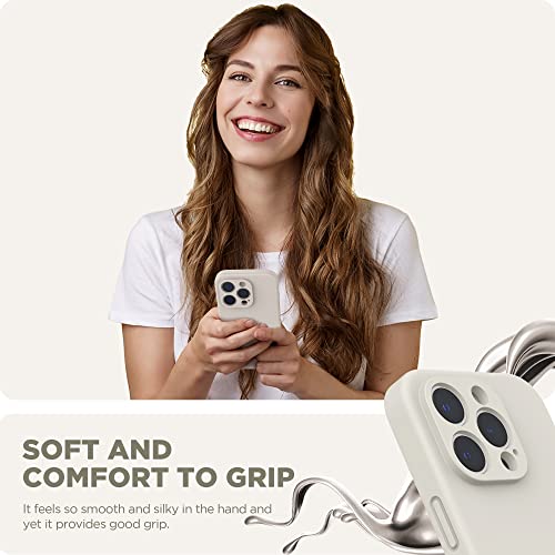 Surphy Designed For Iphone 14 Pro Max Case With Screen Protector, (With Camera Protection + Soft Microfiber Lining) Liquid Silicone Phone Case, Stone #TOP5