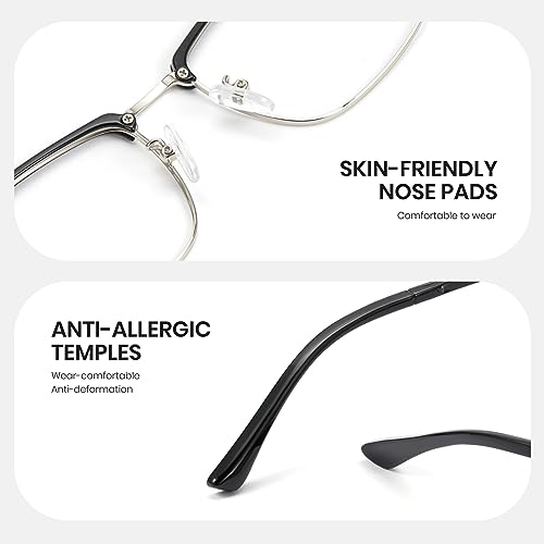 Image of Cyxus Retro Blue Light Glasses Men - Square TR90 Metal Blowline Frame Stylish Trendy for Computer Daily Work 8252
