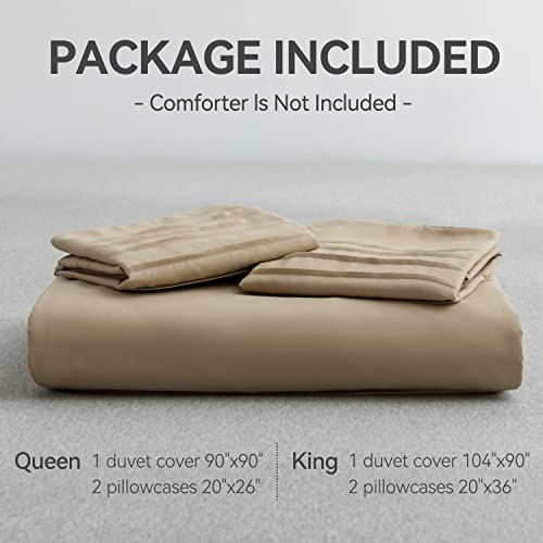 Jellymoni King Size Khaki Duvet Cover Set - 3Pcs Microfiber Bedding Set, Stylish Pleated Design, 8 Corner Ties & Zipper Closure, Ultra Soft And Comfortable #TOP5