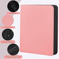 WITHYU 12 Taschen Sammelalbum für Karten, 720 Karten Kapazität - Wasserdichter Karten Ordner Side Loading mit Reißverschluss für TCG, Fußball & Sammelkarten, Tragbar (Rosa) – Ansicht 5