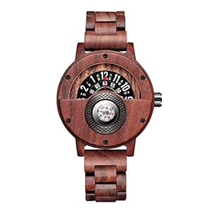 GORBEN Compass Watches for Men Turntable Men’s Wooden Watch Lightweight Handmade Wood Watches Men Quartz Sports Watch