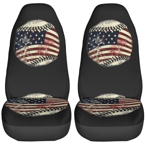 Housses pour siège drapeau américain vintage de baseball | Lot de 2 protections auto pour SUV