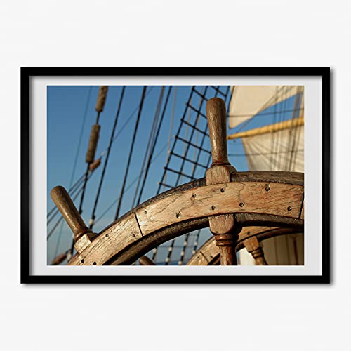 Affiche décorative gouvernail yacht 70x50 cm pour masquer un mur vide et triste