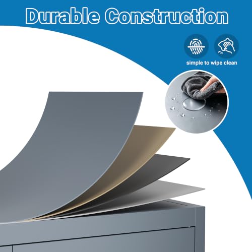 Image of Metal Storage Cabinet with Lock Doors and 5 Adjustable Shelves