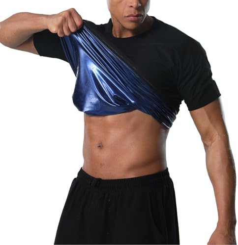 Donason Sauna Shirt for Men Weight Loss Compression Sweat Suit T-shirt Heat Trapping Workout Body Shaper Mens Shapewear