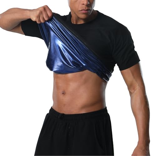 Donason Sauna Shirt for Men Weight Loss Compression Sweat Suit T-shirt Heat Trapping Workout Body Shaper Mens Shapewear