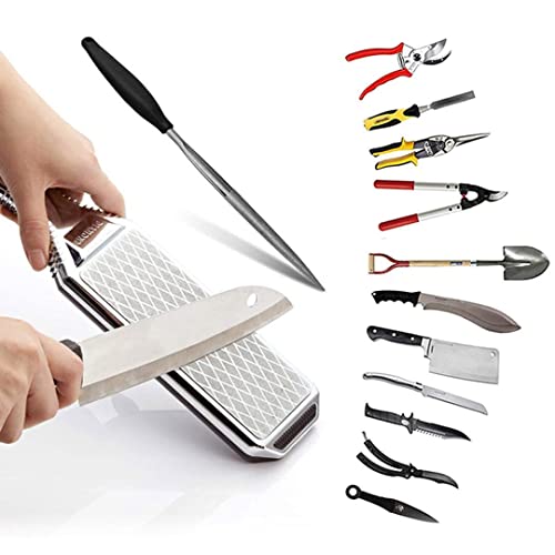 Knife Sharpeners Handheld 300/600 Grit Double Sided Diamond Knife Sharpening Weststone Stone For Kitchen Knives Scissors Garden Tools With Scissors Sharpener(Sha-2W Set) #TOP1