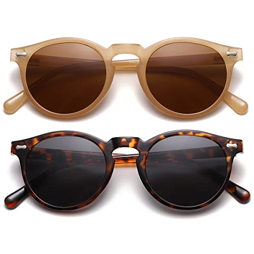 Image of Vintage Polarized Sunglasses for Men Women Round Retro Classic Fashion Eyewear UV400 Protection Sun Glasses