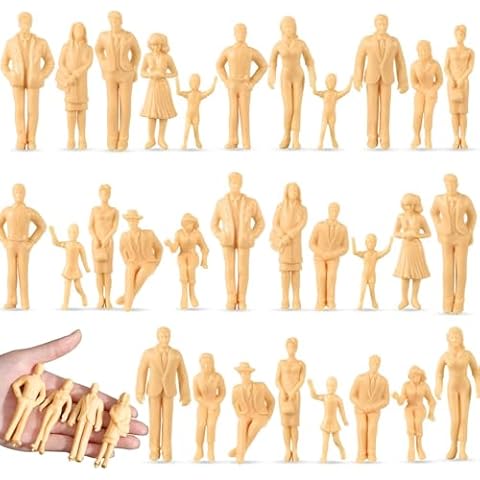 Namalu 30 Pcs Miniature People 1: 25 Scale Model Trains Architectural Sitting and Standing Diorama Figures Unpainted Mini People Figures for Scale Model Train Miniature Scenes Decoration Cover
