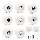 ZYNCUE Rollschuh-Rollen mit Kugellager, 2 Zehenstopper für Quad-Skates, Skateboard, zweireihiges Rollschuh-Zubehör (weiß), 8 Stück