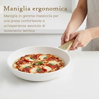 GiPP Padella Antiaderente in Ceramica – Padella Sana e Atossica, Compatibile con Induzione, Senza PFAS e PFOA, Lavabile in Lavastoviglie(Bianco,24CM)