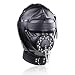 IYOWEL Black Leather Costume Mask Hood All Colsed with Mouth Gag Headgear Harness