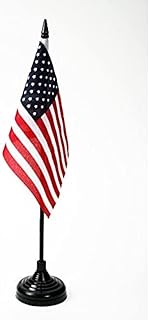 United States Table Flag 4'' x 6'' - USA - US - American Desk Flag 15 x 10 cm - Black plastic stick and base - AZ FLAG