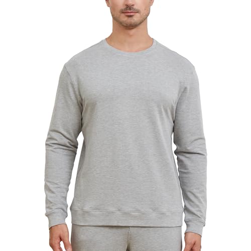 netdraw Men's Ultra-Soft Bamboo Viscose Cotton Sweatshirt Crewneck French Terry Lounge Casual Pullovers