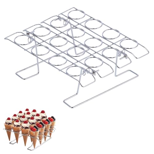 Gsycle Ice Cream Cone Holder, 16 Holes Waffle Cone Holder Foldable Ice Cream Cone Cupcake Holder Waffle Cones Holder Cupcake Cone Baking Rack