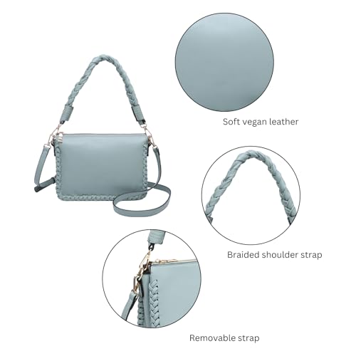Judith Whipstitch Shoulder Bag for Women Vegan Leather Crossbody Purse Ladies Hobo Handbag with 2 Straps4