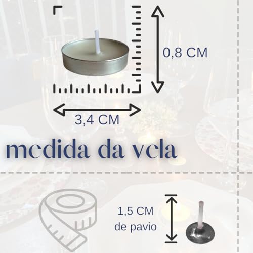 Kit de mini Velas Decorativas Flutuantes TeaLights Candles sem Cheiro, Rechaud Branca (50)