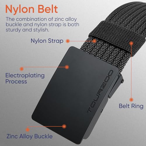 Nylon Military Tactical Belts for Men 1.5" No Holes Adjustable Webbing Canvas Belt for Hiking, Casual & Outdoor2