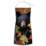 Camouflage Ca-mo Bear Printed Kitchen Apron Adjustable Restaurant Cooking Aprons with Pockets for Women Men