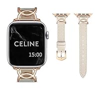 【新しいデザイン】このアップルウォッチ用のバンドは高級感のあるレザーとローズゴールドの金属を組み合わせが大人可愛く、どんなコーディネートにもお使いいただけます。シンプルながらもユニークで知的なデザインはオフィスシーンにもおすすめです。 【高品質な素材】このベルトは高品質なレザーを採用して、職人が一心に磨き上げた高品質、優れる質感、肌に優しい触感とフィード感、それぞれもトップレベルの体験になります。柔軟性と耐用性が兼ねて、長時間つけても心配不要です。 【脱着簡単】5.32 "-7.48"（135m...